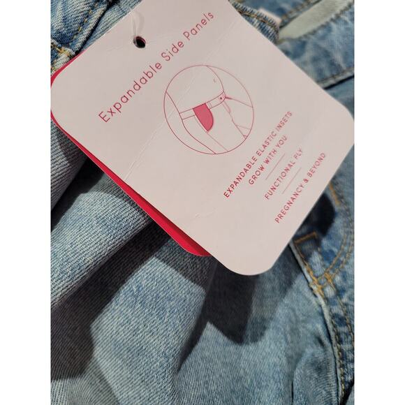 Isabel Maternity by Ingrid Isabel Women's Side Panel MIDI Maternity Jean Shorts - Picture 3 of 9